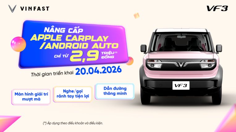 Xehay bim7 230426 14 VinFast nâng cấp Apple CarPlay và Android Auto cho VF 3 với mức phí 2,9 triệu đồng