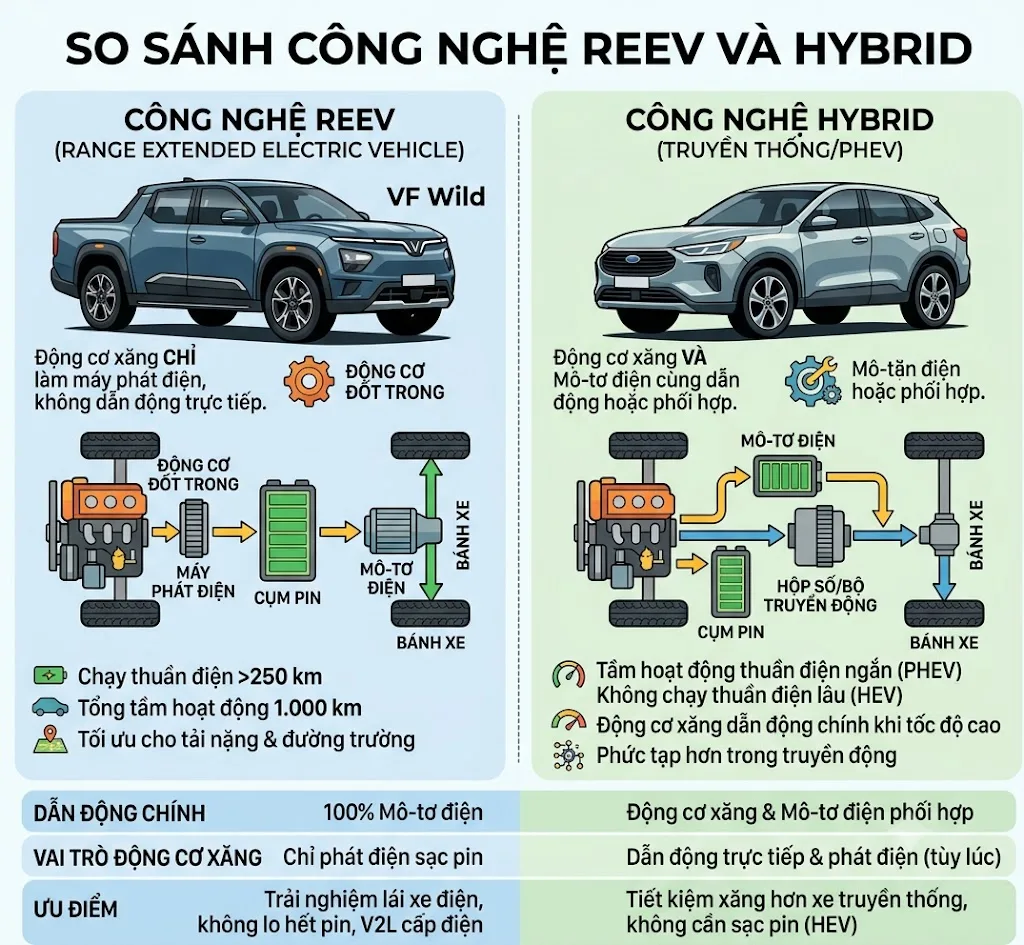 Bản chất công nghệ REEV trên VF Wild 17 Bản chất công nghệ REEV trên VF Wild so sanh REEV va HYBIRD Bản chất công nghệ REEV trên VF Wild